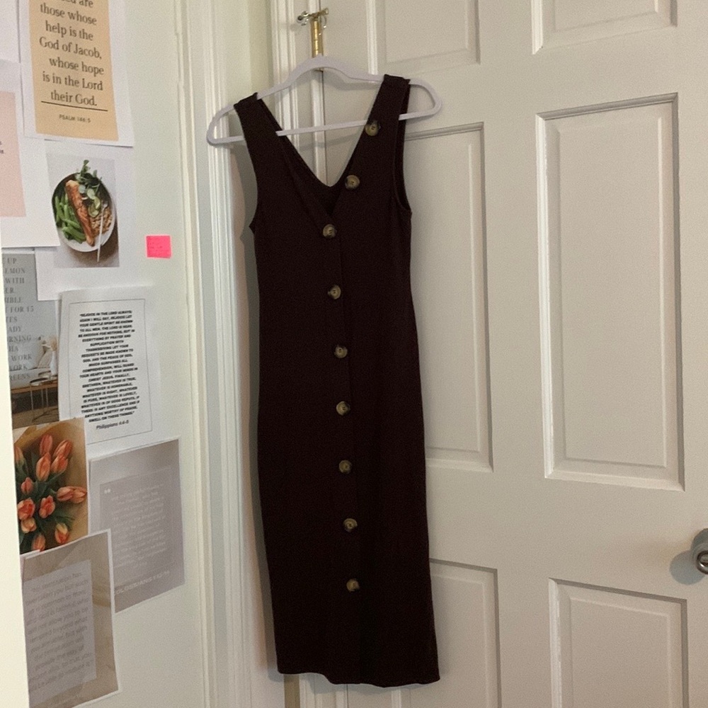 H&M brown midi body con dress